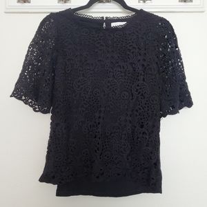 Anthropology black lace sleeve top